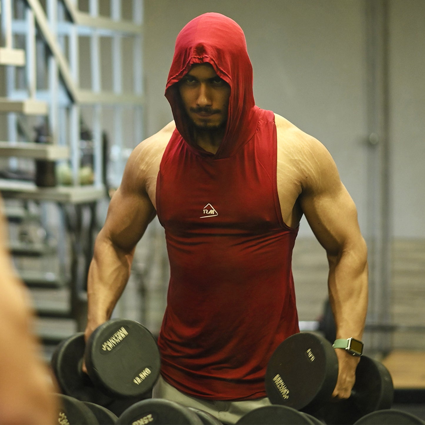Cut Sleeve Hoodie - Maroon