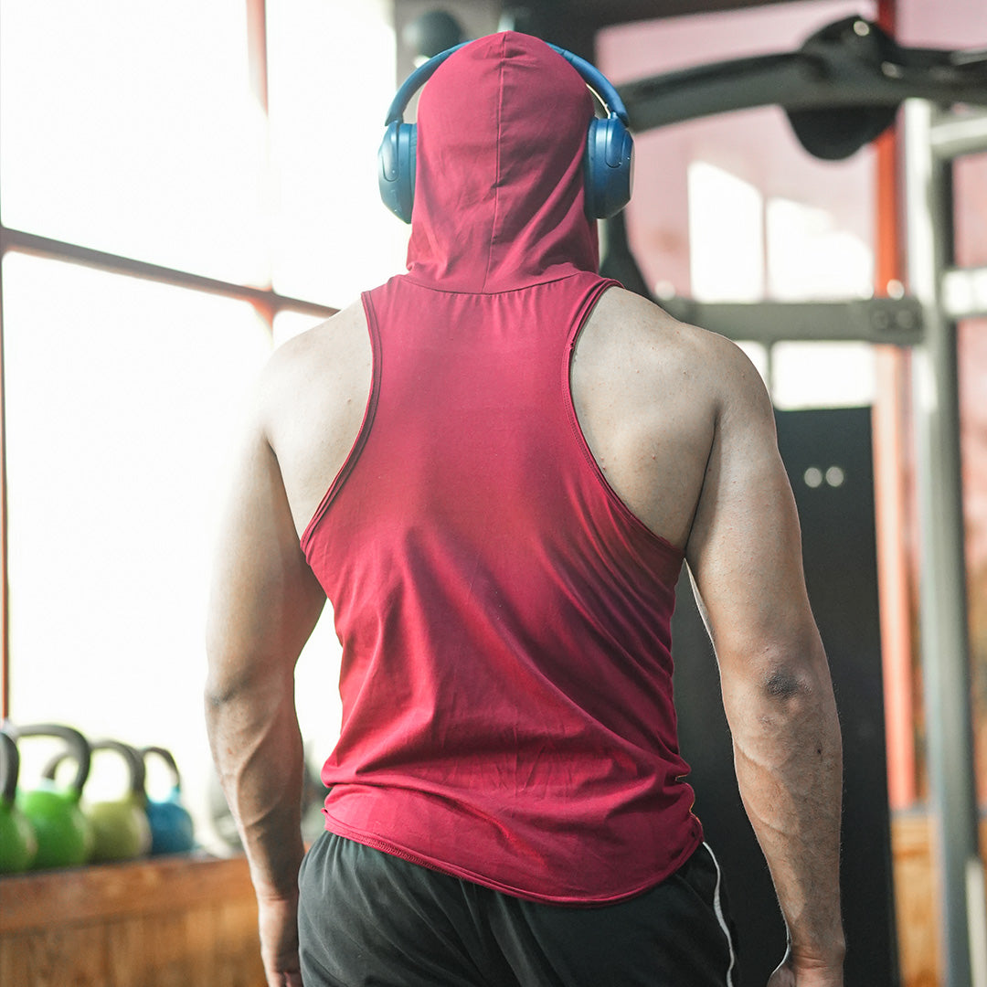 Cut Sleeve Hoodie - Maroon