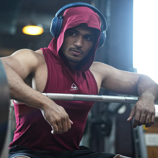 Cut Sleeve Hoodie - Maroon